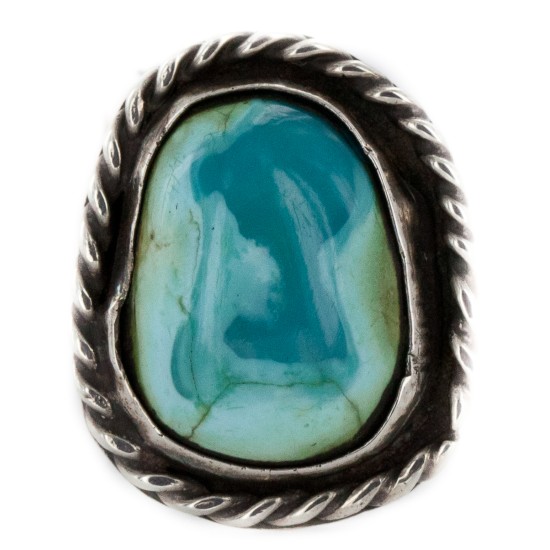 925 Sterling Silver Handmade Certified Authentic Navajo Natural Turquoise Native American Ring  16935