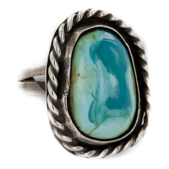 925 Sterling Silver Handmade Certified Authentic Navajo Natural Turquoise Native American Ring  16935