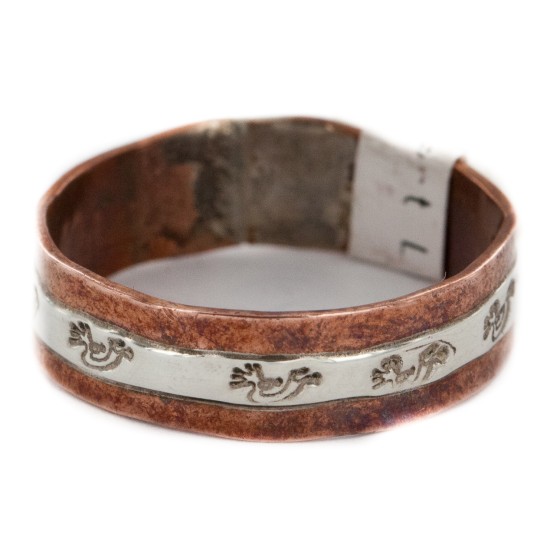.925 Sterling Silver Pure Copper Handmade Kokopelli Certified Authentic Navajo Native American Ring  16979-23