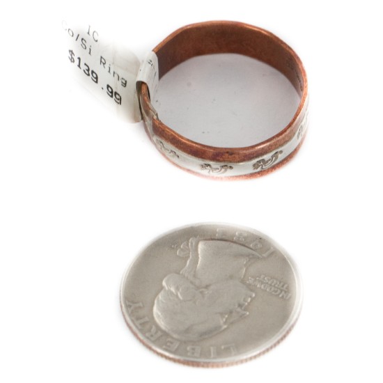 .925 Sterling Silver Pure Copper Handmade Kokopelli Certified Authentic Navajo Native American Ring  16979-23