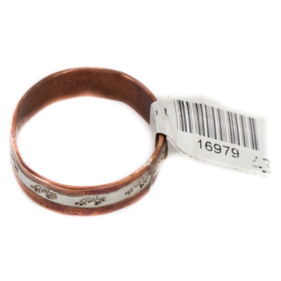 .925 Sterling Silver Pure Copper Handmade Kokopelli Certified Authentic Navajo Native American Ring  16979-23