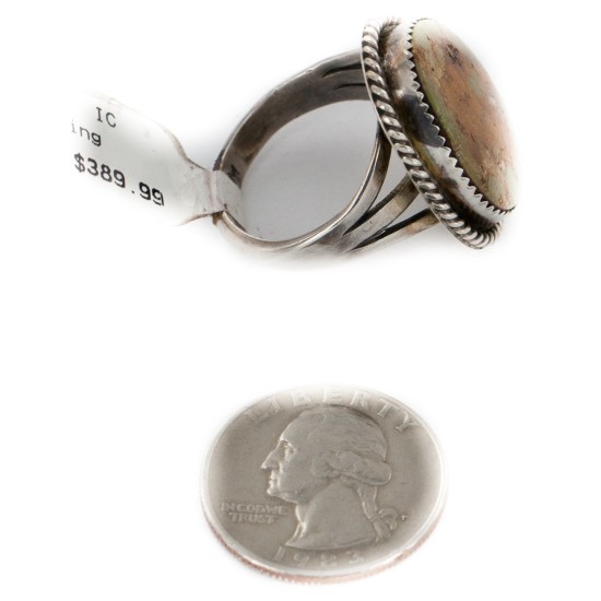 Handmade Certified Authentic Signed by M Navajo .925 Sterling Silver Natural Turquoise Native American Ring  16459