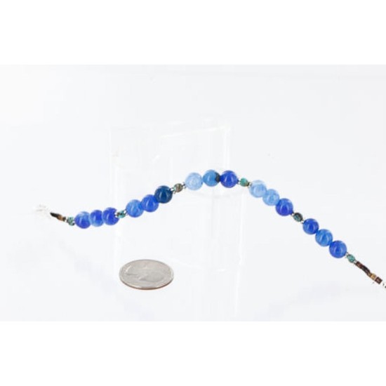 Certified Authentic Navajo .925 Sterling Silver Natural Turquoise and Blue Agate Native American Bracelet 370992826309