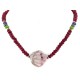 .925 Sterling Silver Certified Authentic Navajo Natural Ruby Opalite Sapphire Jade Hematite Native American Necklace  15768