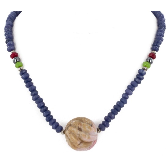 .925 Sterling Silver Navajo Certified Authentic Natural Ruby Opalite Sapphire Jade Hematite Native American Necklace 15768-1 .925 Sterling Silver Navajo Certified Authentic Natural Ruby Opalite Sapphire Jade Hematite Native American Necklace 15768-1