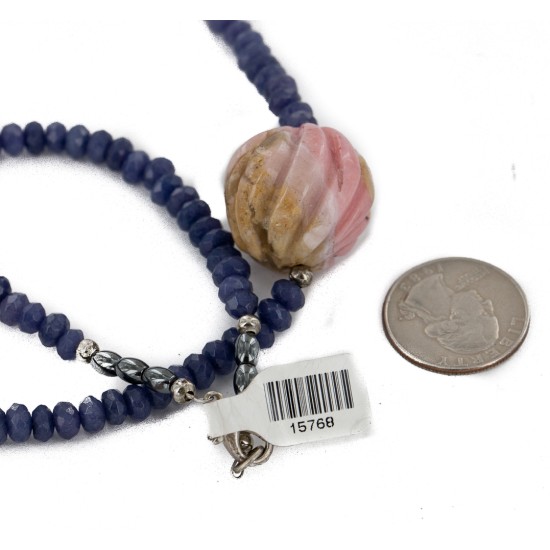 .925 Sterling Silver Navajo Certified Authentic Natural Ruby Opalite Sapphire Jade Hematite Native American Necklace 15768-1 .925 Sterling Silver Navajo Certified Authentic Natural Ruby Opalite Sapphire Jade Hematite Native American Necklace 15768-1