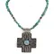 Cross .925 Sterling Silver Nickel Handmade Navajo Natural Turquoise Tigers Eye Native American Necklace 14981-16029-7
