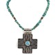 Cross .925 Sterling Silver Nickel Handmade Certified Authentic Navajo Natural Turquoise Tigers Eye Native American Necklace 14981-16029-7