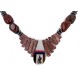 Inlay Certified Authentic Navajo .925 Sterling Silver Natural Turquoise Red Jasper Hematite Coral Mother of Pearl and Black Onyx Native American Necklace 750179-2
