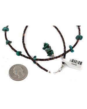 Navajo Certified Authentic .925 Sterling Silver Natural Heishi Turquoise Native American Necklace 15948-2