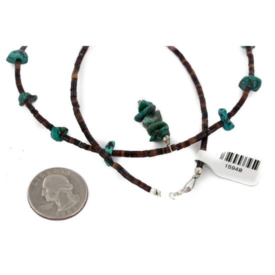 Navajo Certified Authentic .925 Sterling Silver Natural Heishi Turquoise Native American Necklace 15948-2