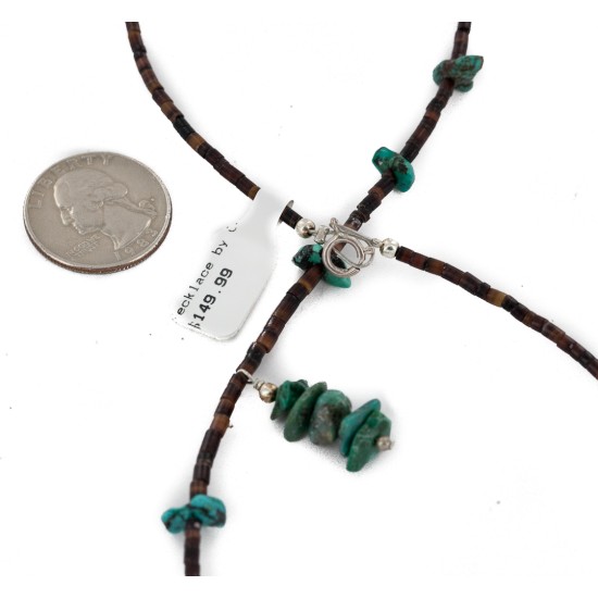 Navajo Certified Authentic .925 Sterling Silver Natural Heishi Turquoise Native American Necklace 15948-2