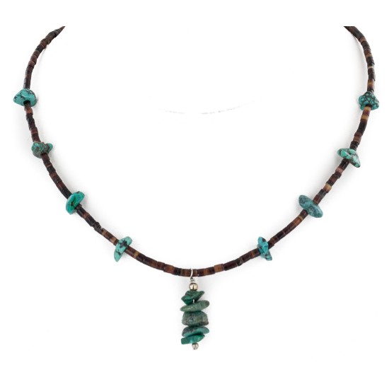 Navajo Certified Authentic .925 Sterling Silver Natural Heishi Turquoise Native American Necklace 15948-2