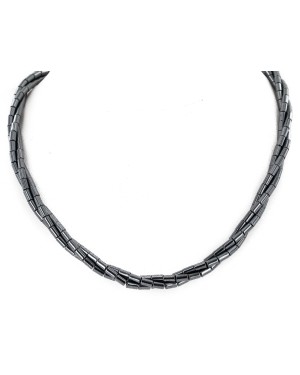 Twisted 3 Strand Certified Authentic Navajo .925 Sterling Silver Natural Hematite Native American Necklace 16053