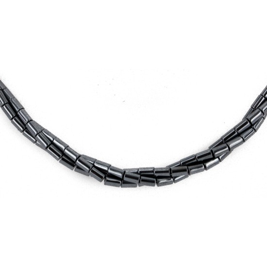 Twisted 3 Strand Certified Authentic Navajo .925 Sterling Silver Natural Hematite Native American Necklace 16053