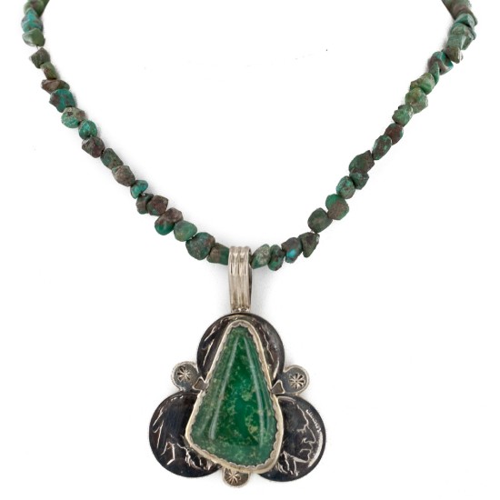 Vintage Style Buffalo Nickel .925 Sterling Silver Handmade Certified Authentic Navajo Natural and Roystone Turquoise Native American Necklace 24176-16029-15 Vintage Style Buffalo Nickel .925 Sterling Silver Handmade Certified Authentic Navajo Natural and Roystone Turquoise Native American Necklace 24176-16029-15