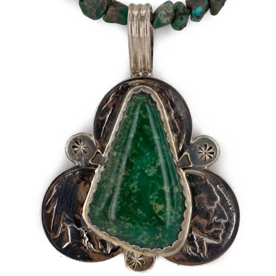 Vintage Style Buffalo Nickel .925 Sterling Silver Handmade Certified Authentic Navajo Natural and Roystone Turquoise Native American Necklace 24176-16029-15 Vintage Style Buffalo Nickel .925 Sterling Silver Handmade Certified Authentic Navajo Natural and Roystone Turquoise Native American Necklace 24176-16029-15