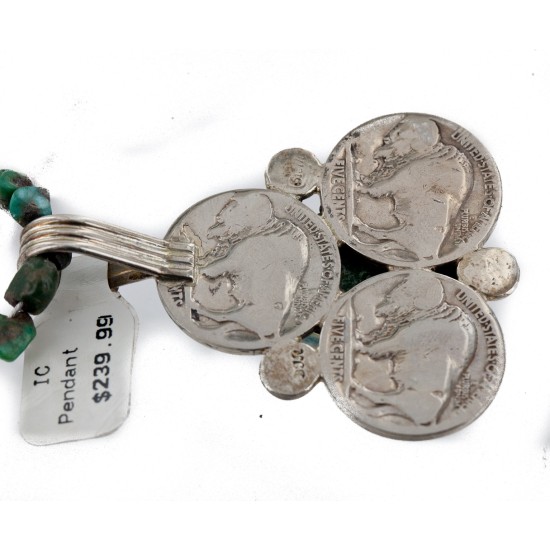 Vintage Style Buffalo Nickel .925 Sterling Silver Handmade Certified Authentic Navajo Natural and Roystone Turquoise Native American Necklace 24176-16029-15 Vintage Style Buffalo Nickel .925 Sterling Silver Handmade Certified Authentic Navajo Natural and Roystone Turquoise Native American Necklace 24176-16029-15