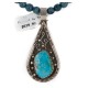 .925 Sterling Silver Handmade Certified Authentic Navajo Natural Turquoise Blue Quartz Native American Necklace 15042-15965