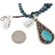 .925 Sterling Silver Handmade Certified Authentic Navajo Natural Turquoise Blue Quartz Native American Necklace 15042-15965