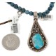 .925 Sterling Silver Handmade Certified Authentic Navajo Natural Turquoise Blue Quartz Native American Necklace 15042-15965