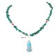 .925 Sterling Silver Handmade Certified Authentic Navajo Natural Turquoise Coral Native American Necklace 24411-3-16075-2
