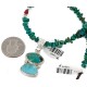 .925 Sterling Silver Handmade Certified Authentic Navajo Natural Turquoise Coral Native American Necklace 24411-6-16075-4
