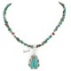 .925 Sterling Silver Handmade Certified Authentic Navajo Natural Turquoise Coral Native American Necklace 24415-5-14820