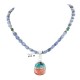 .925 Sterling Silver Handmade Certified Authentic Navajo Natural Turquoise Spiny Oyster Lapis Native American Necklace 24411-2-16047-2