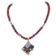 Certified Authentic 12kt Gold Filled and .925 Sterling Silver Bear Handmade Natural Turquoise and Multicolor Stones Native American Necklace 24333-3-16026-1