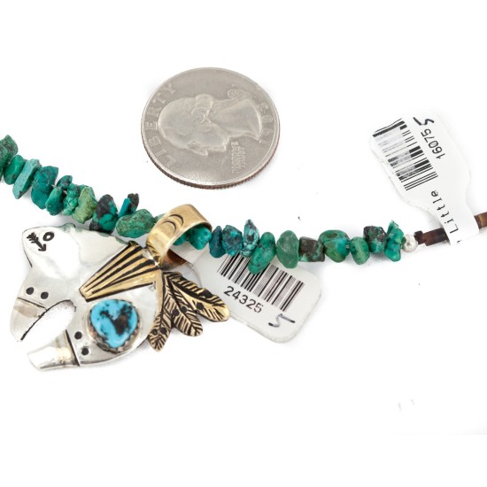 Certified Authentic 12kt Gold Filled and .925 Sterling Silver Bear Handmade Natural Turquoise Native American Necklace 24325-5-16075-5 Certified Authentic 12kt Gold Filled and .925 Sterling Silver Bear Handmade Natural Turquoise Native American Necklace 24325-5-16075-5