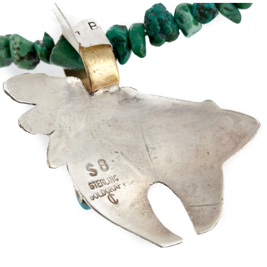 Certified Authentic 12kt Gold Filled and .925 Sterling Silver Bear Handmade Natural Turquoise Native American Necklace 24325-5-16075-5 Certified Authentic 12kt Gold Filled and .925 Sterling Silver Bear Handmade Natural Turquoise Native American Necklace 24325-5-16075-5