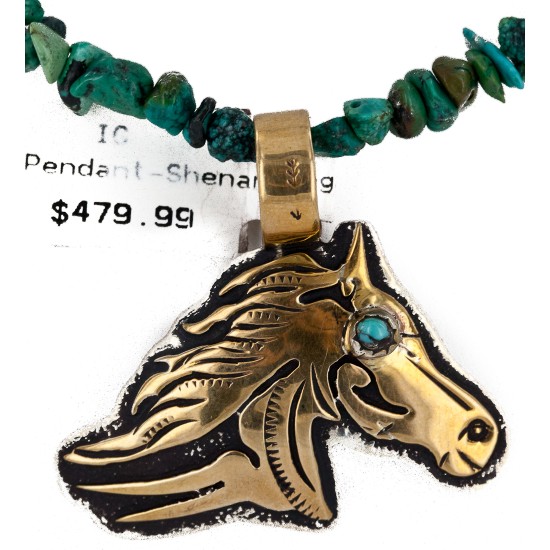 Certified Authentic 12kt Gold Filled and .925 Sterling Silver Horse Head Handmade Natural Turquoise Native American Necklace 24170-16075-3 Certified Authentic 12kt Gold Filled and .925 Sterling Silver Horse Head Handmade Natural Turquoise Native American Necklace 24170-16075-3
