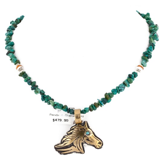 Certified Authentic 12kt Gold Filled and .925 Sterling Silver Horse Head Handmade Natural Turquoise Native American Necklace 24170-16075-3 Certified Authentic 12kt Gold Filled and .925 Sterling Silver Horse Head Handmade Natural Turquoise Native American Necklace 24170-16075-3