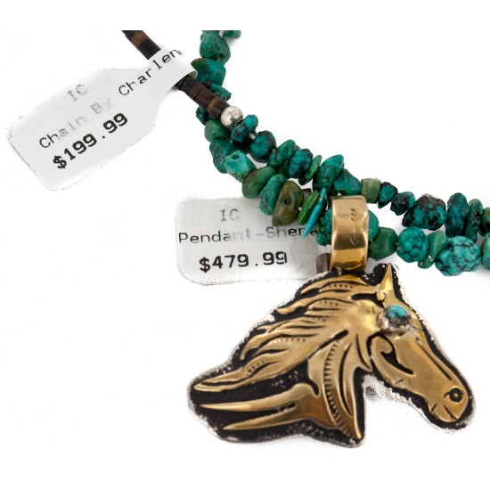 Certified Authentic 12kt Gold Filled and .925 Sterling Silver Horse Head Handmade Natural Turquoise Native American Necklace 24170-16075-3 Certified Authentic 12kt Gold Filled and .925 Sterling Silver Horse Head Handmade Natural Turquoise Native American Necklace 24170-16075-3