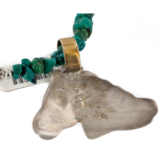 Certified Authentic 12kt Gold Filled and .925 Sterling Silver Horse Head Handmade Natural Turquoise Native American Necklace 24170-16075-3 Certified Authentic 12kt Gold Filled and .925 Sterling Silver Horse Head Handmade Natural Turquoise Native American Necklace 24170-16075-3