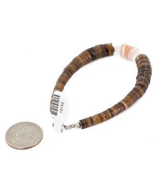 Certified Authentic Navajo Natural Graduated Melon Shell Native American Bracelet 12742-2