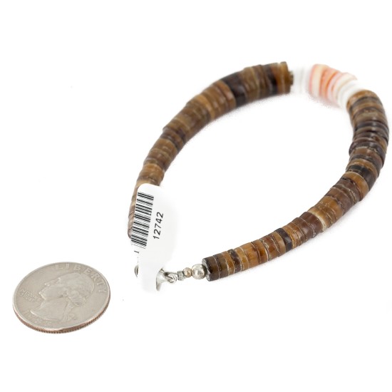 Certified Authentic Navajo Natural Graduated Melon Shell Native American Bracelet 12742-2