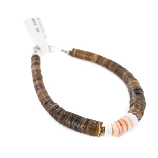 Certified Authentic Navajo Natural Graduated Melon Shell Native American Bracelet 12742-2