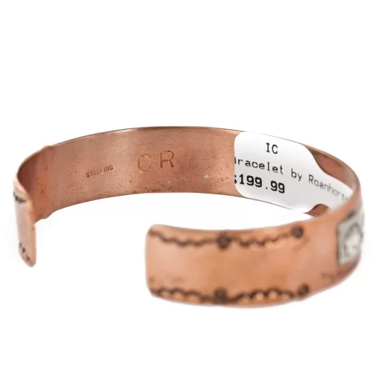 Handmade Bear Roanhorse Navajo Pure .925 Sterling Silver Copper Native American Bracelet 12770-000 Handmade Bear Roanhorse Navajo Pure .925 Sterling Silver Copper Native American Bracelet 12770-000