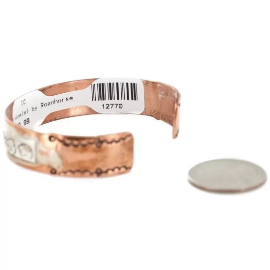 Handmade Bear Roanhorse Navajo Pure .925 Sterling Silver Copper Native American Bracelet 12770-000 Handmade Bear Roanhorse Navajo Pure .925 Sterling Silver Copper Native American Bracelet 12770-000