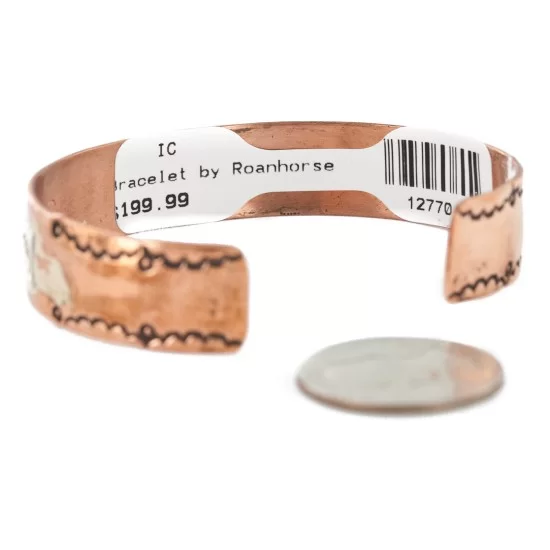 Handmade Bear Roanhorse Navajo Pure .925 Sterling Silver Copper Native American Bracelet 12770-000 Handmade Bear Roanhorse Navajo Pure .925 Sterling Silver Copper Native American Bracelet 12770-000