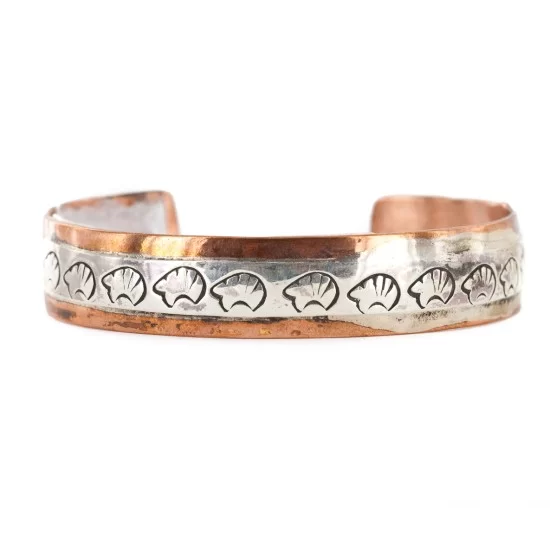 Handmade Bear Roanhorse Navajo Pure .925 Sterling Silver Copper Native American Bracelet 12770-000 Handmade Bear Roanhorse Navajo Pure .925 Sterling Silver Copper Native American Bracelet 12770-000