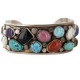 Handmade Certified Authentic Navajo .925 Sterling Silver Natural Turquoise and Multicolor Stones Native American Bracelet 12785