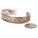 Handmade Mountain Certified Authentic Roanhorse Navajo Pure .925 Sterling Silver Copper Native American Bracelet 12770-2-0