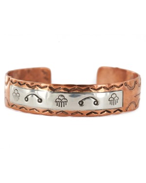 Handmade Rain Certified Authentic Roanhorse Navajo Pure .925 Sterling Silver Copper Native American Bracelet 12762-3