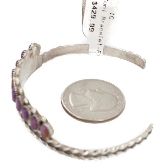 Handmade Certified Authentic Petit Point Zuni .925 Sterling Silver Natural Sugilite Native American Bracelet 12604