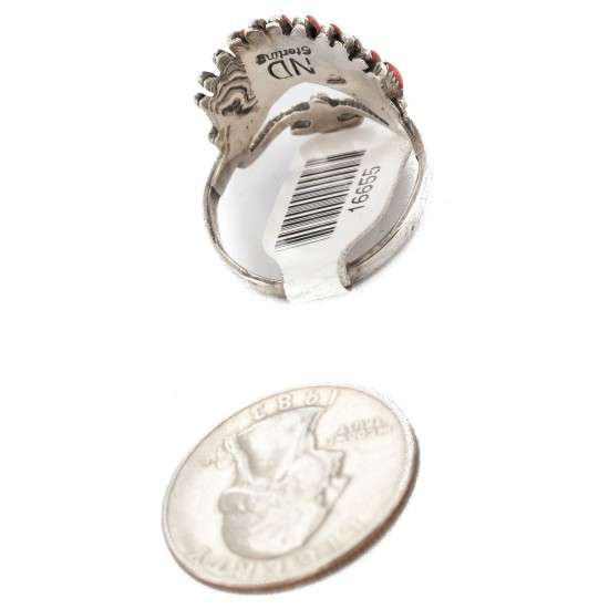 Handmade Certified Authentic Signed Zuni .925 Sterling Silver Natural Spiny Oyster Native American Ring 16655 Handmade Certified Authentic Signed Zuni .925 Sterling Silver Natural Spiny Oyster Native American Ring 16655