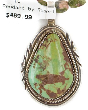 .925 Sterling Silver Handmade Certified Authentic Navajo Turquoise Jasper Native American Necklace 12553