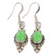 Certified Authentic Handmade Navajo Signed C. Jones .925 Sterling Silver Dangle Native American Earrings Natural Gaspeite 17389